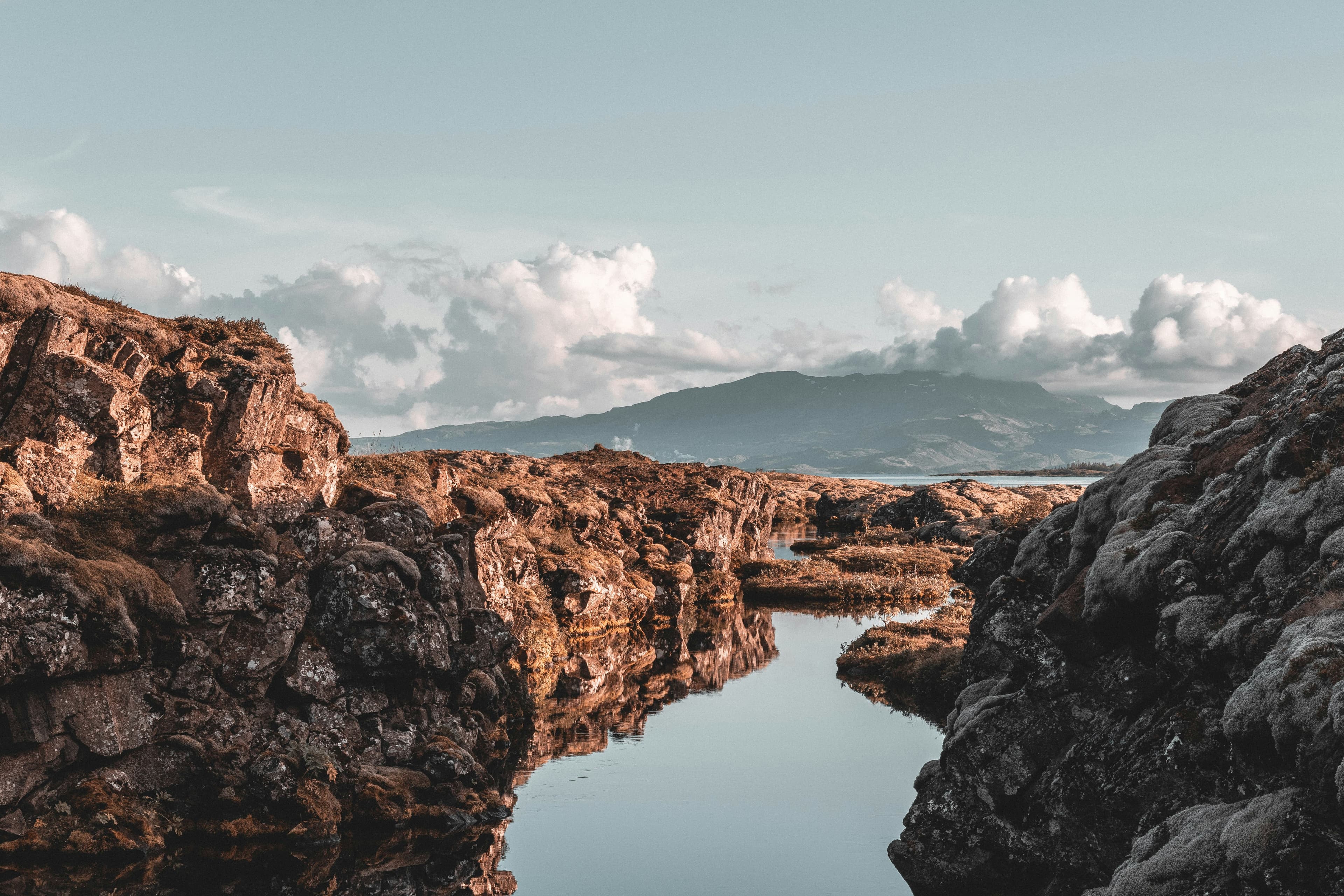 Þingvellir National Park, where dramatic rift valleys mark the meeting point of the North American and Eurasian tectonic plates.