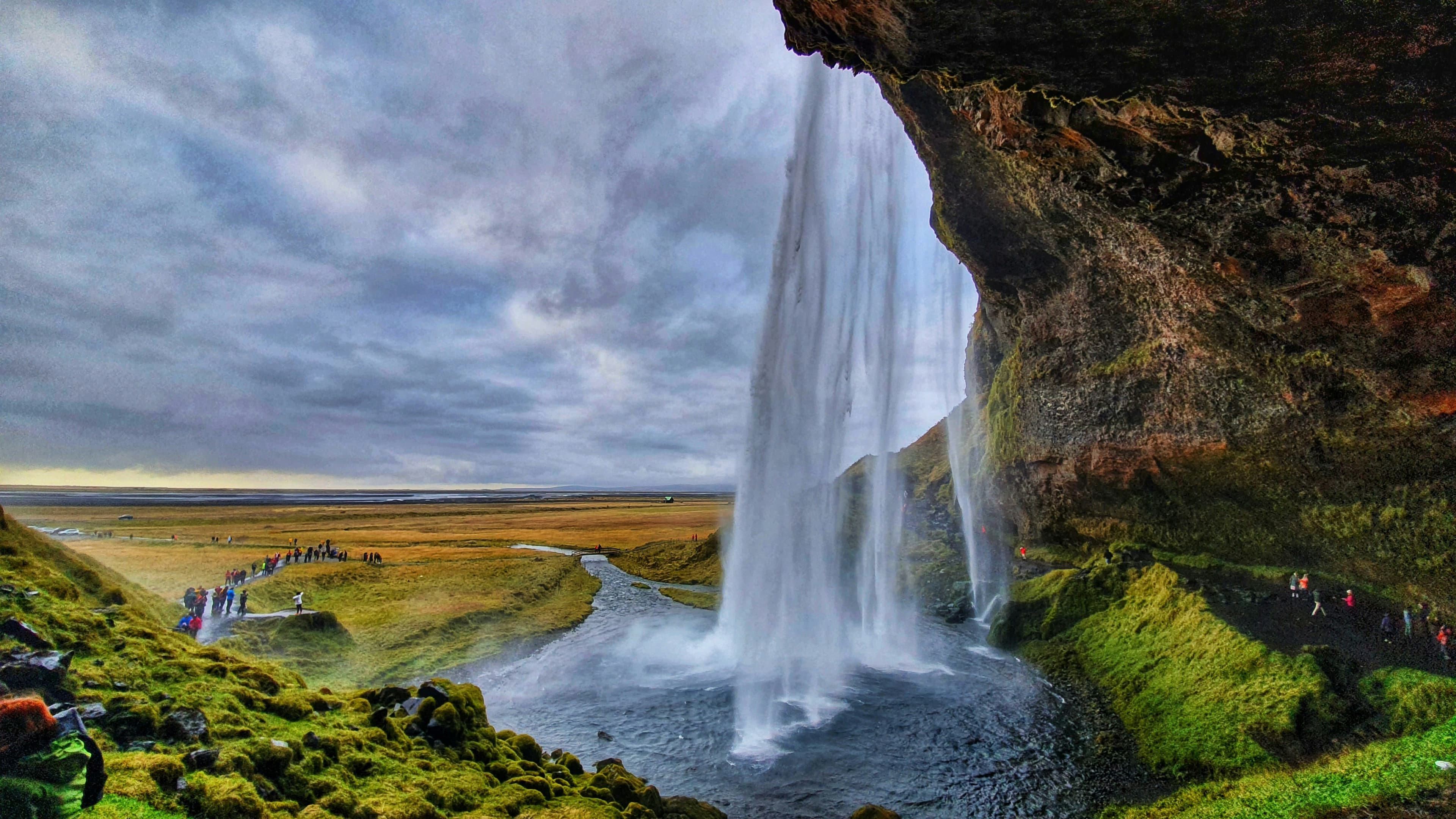 Seljalandsfoss waterfall, one of Iceland’s most famous South Coast landmarks.